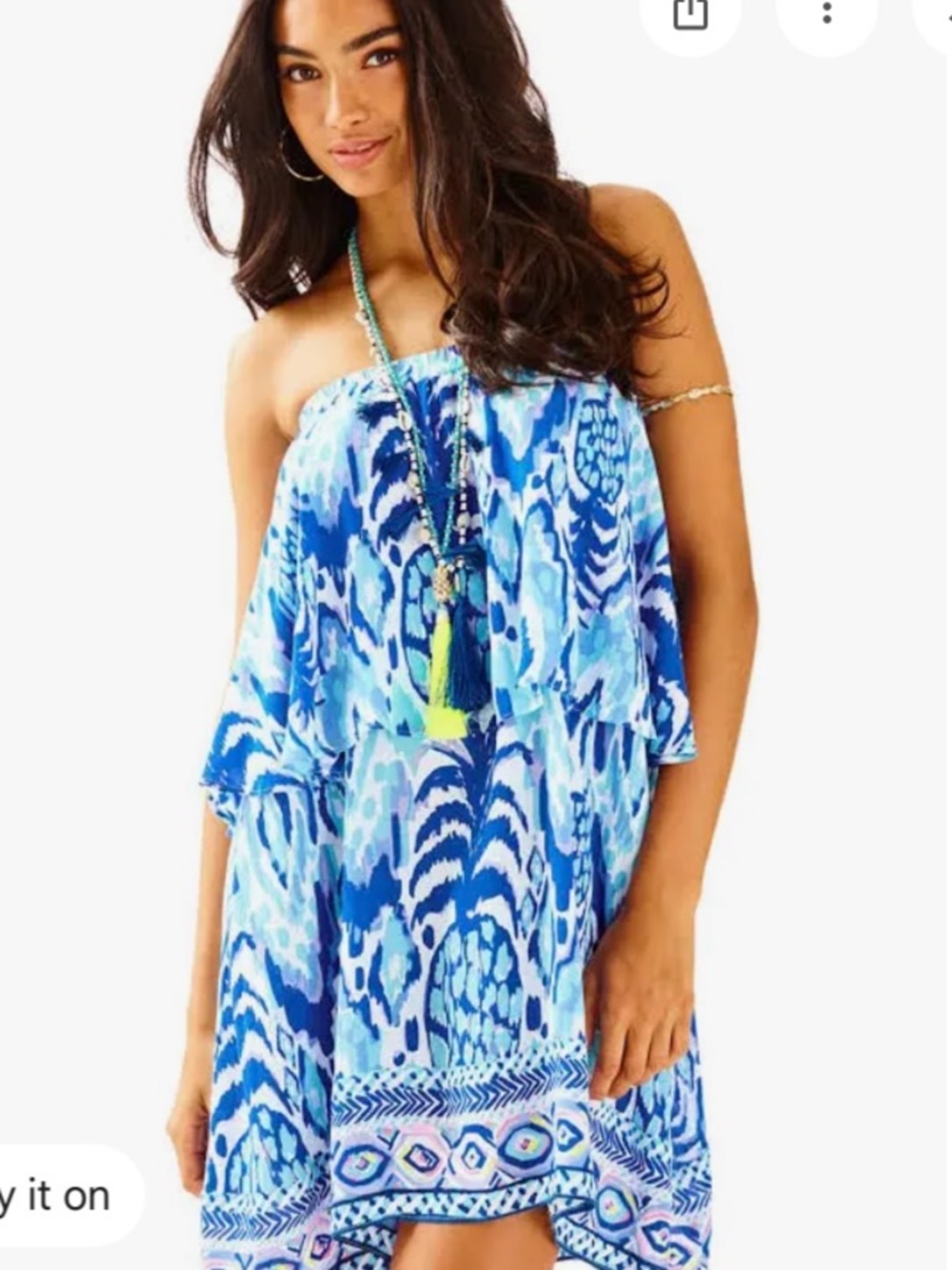 Lilly Pulitzer Blue Multi Strapless Printed Sundress